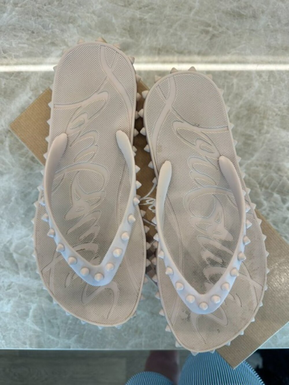 Christian Louboutin Super Loubi Flip Donna Leche Sz8 - Picture 3 of 4